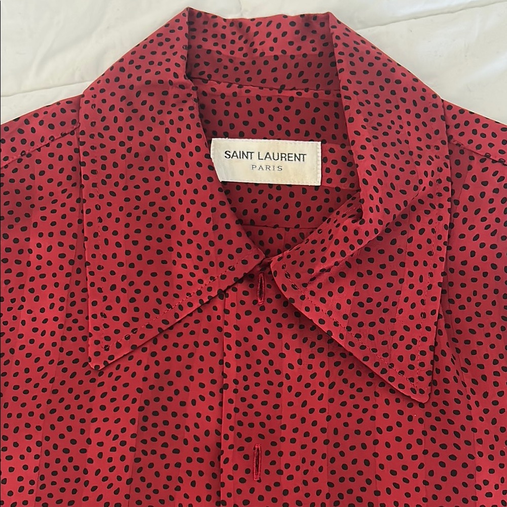 Saint Laurent Red Polka Dot Shirt
